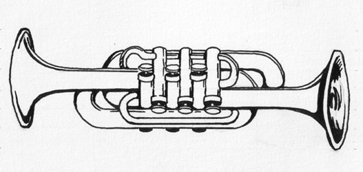 trompet - tekening: Frits van der Waa